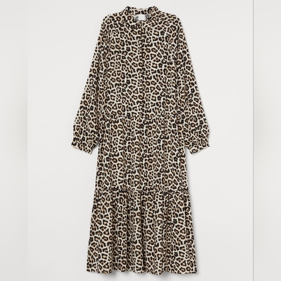 H&M leopard print collar dress size M - Picture 1 of 6